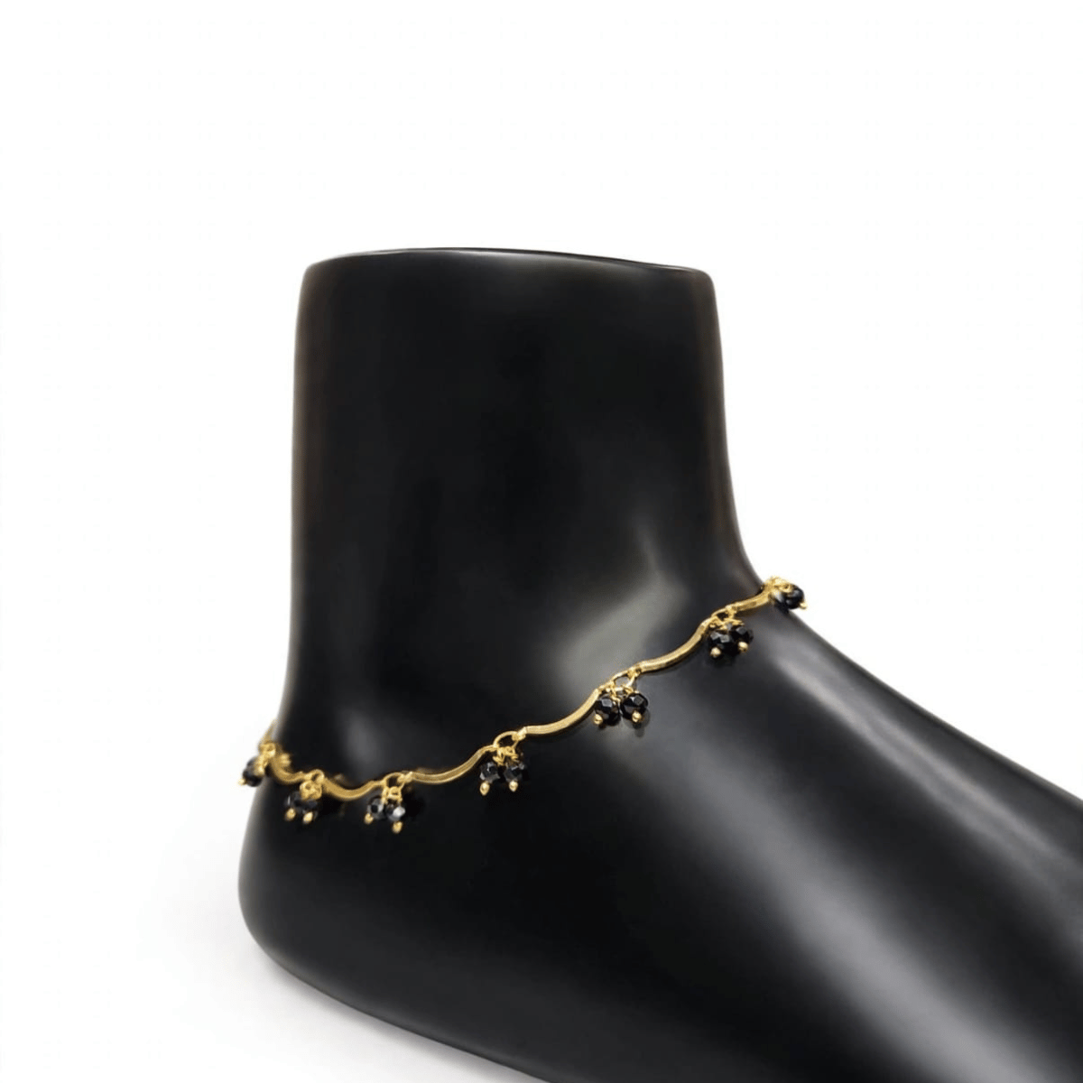 Black crystal anklet